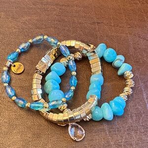 Erimish Turquoise and Gold Bracelet Trio